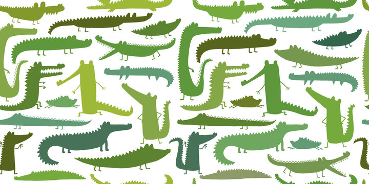 Crocodile Cute Characters. Childish Style. Seamless Pattern for your design
