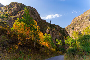 Beautiful autumn in the mountains near Almaty city, Kazakhstan