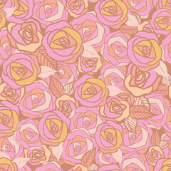 Vector seamless pattern background with pastel roses
