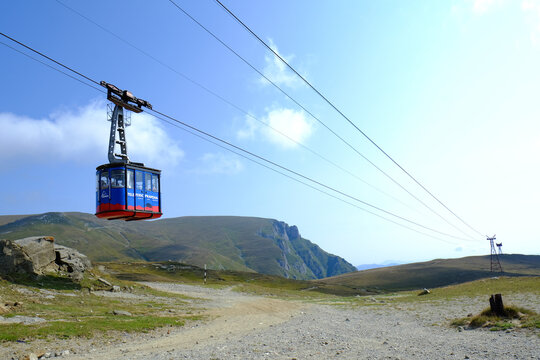 Busteni, Romania August 23, 2021. Busteni-Babele cable car near  Babele station, Bucegi Mountains, Bucegi Natural Park, Southern Carpathians, Romania