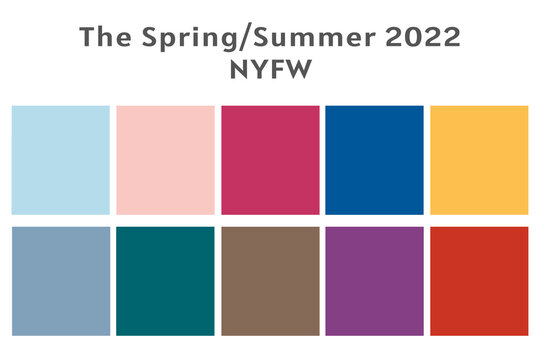Set of 10 trendy colors of spring-summer 2022 season.