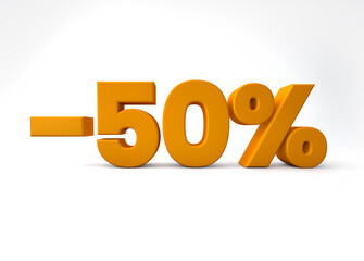 -50% 3d render 50 percent off isolated background