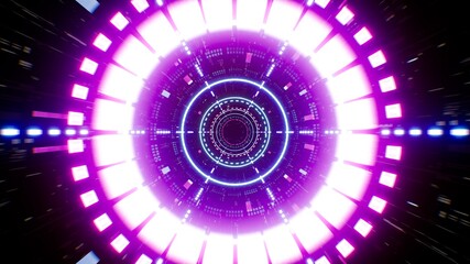 Move into the Circular Neon Pink Colored Light in the Sci Fi Tunnel