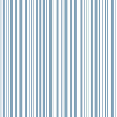 Delft blue barcode stripes. Seamless vector pattern background. Irregular linear geometric backdrop. Parallel vertical lines. Sophisticated repeat design for hospitalilty, packaging. All over print