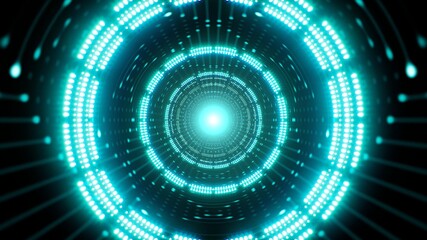 Shining Cyan Light Disco Tunnel