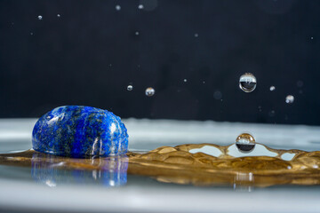 Quartz with mineral inclusions in the studio 