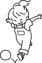 ボールを追いかけて遊ぶ子供のイラスト