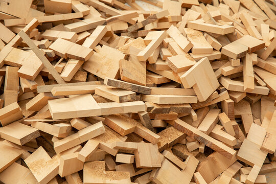 Wooden boards, lumber, industrial wood, timber. Pine wood timber stacked at the port site 