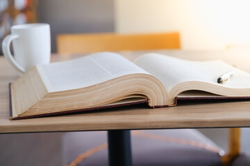 closeup paper layers of book on the table