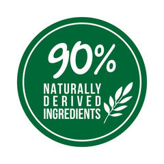 90% natural ingredients vector label