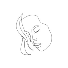 Surreal Faces Continuous line, drawing of set faces and hairstyle, fashion concept, woman beauty minimalist, vector illustration pretty sexy. Contemporary portrait
