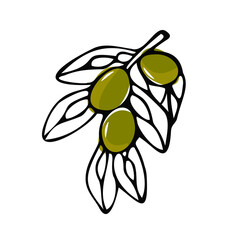 Outline of an olive branch with colored spots