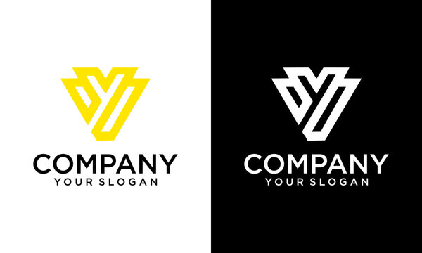letter vy logo design vector, YV VY Letter Minimal Monogram