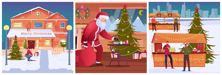 Merry Christmas Flat Design Concept