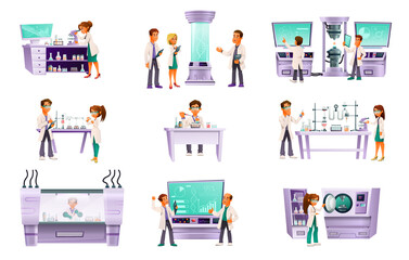 Scientists Isolated Cartoon Icon Set