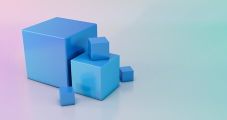 Abstract 3d render, modern geometric background design, 3d gradient cube background.