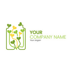 Plants in a jar logo. Logo template. Health. Vector. Icon. Eps 10. Corporate style. Plants. Leafs. Gardening logo. Bio. Flowers