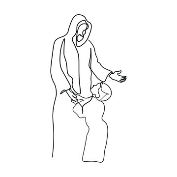 recommend clip art: continuous line drawing of Nativity of Jesus