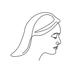 Surreal Faces Continuous line, drawing of set faces and hairstyle, fashion concept, woman beauty minimalist, vector illustration pretty sexy. Contemporary portrait