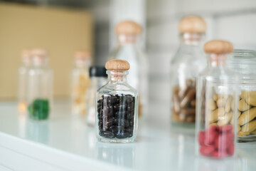 close up many bottle of medicine