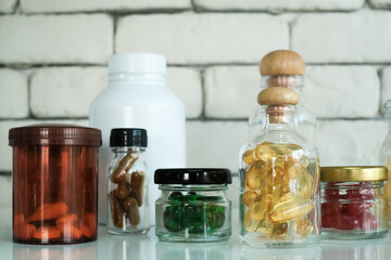 close up many bottle of medicine