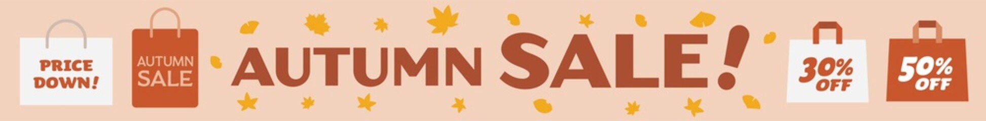 オータムンセールの横長のバナーイラスト