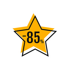 85 Percent Off, Discount Sign Banner or Poster. Special offer price signs