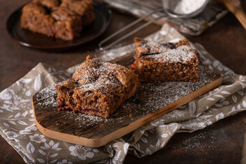 Homemade dessert with plum jam