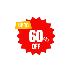60 Percent Off, Discount Sign Banner or Poster. Special offer price signs