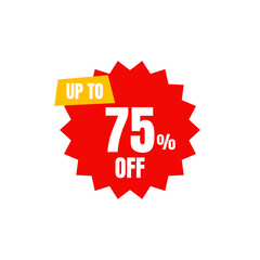 75 Percent Off, Discount Sign Banner or Poster. Special offer price signs