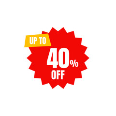 40 Percent Off, Discount Sign Banner or Poster. Special offer price signs