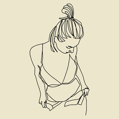 Surreal Faces Continuous line, drawing of set faces and hairstyle, fashion concept, woman beauty minimalist, vector illustration pretty sexy. Contemporary portrait
