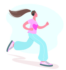 Beautiful girl is engaged in sports. Illustration of girl jogging. Concept of a healthy lifestyle.