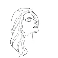 Surreal Faces Continuous line, drawing of set faces and hairstyle, fashion concept, woman beauty minimalist, vector illustration pretty sexy. Contemporary portrait