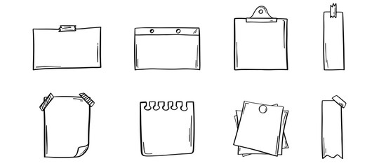 Notepaper in sketch. Transparent paper note in doodle. Hand drawn note page. Notepaper in doodle. Reminder in sketch
