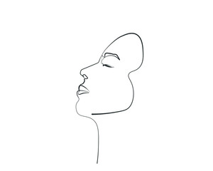 Surreal Faces Continuous line, drawing of set faces and hairstyle, fashion concept, woman beauty minimalist, vector illustration pretty sexy. Contemporary portrait
