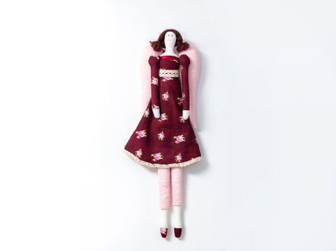 Hobby sewing, handmade rag doll. Tilda doll.