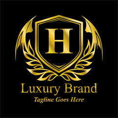 luxury logo illustration, letter h, simple vector design