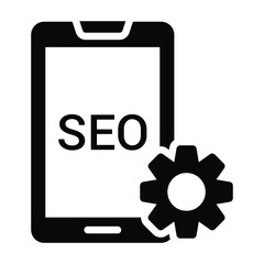 mobile seo glyph design, SEO and web flat design for mobile concepts and web apps. Collection of modern infographic logo and pictogram.