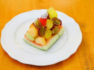 Fruit jelly in watermelon rind