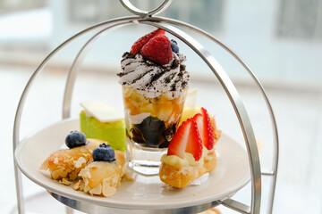 afternoon tea set with dessert