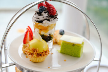 afternoon tea set with dessert