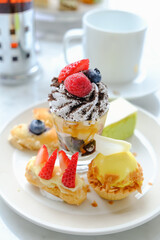 afternoon tea set with dessert