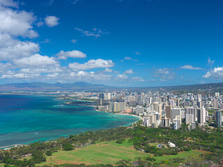 ハワイ、オアフ島、ダイヤモンドヘッドからの眺め