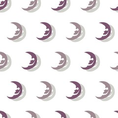 Scary Half Moon Face Vector Graphic Silhouette Art Seamless Pattern