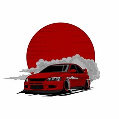 Red car illustration © Sherdzain