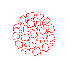 Subscribe, like, share and comment button logo design for social media