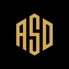 ASD Initial three letter logo hexagon