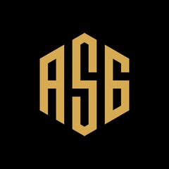 ASG Initial three letter logo hexagon