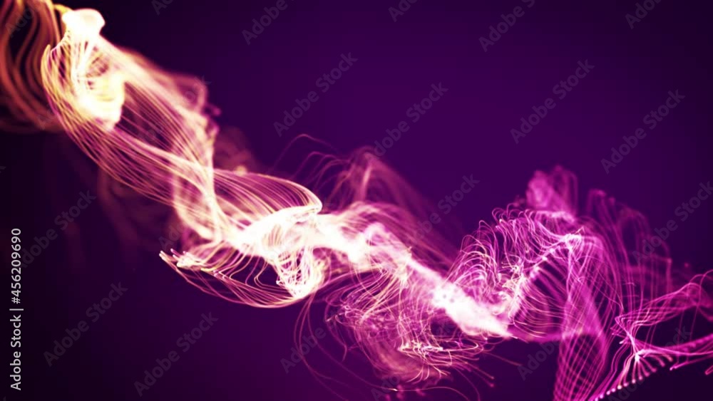 Poster abstract fluid particles graphic intro background/ 4k animation of an abstract fluid particles backg